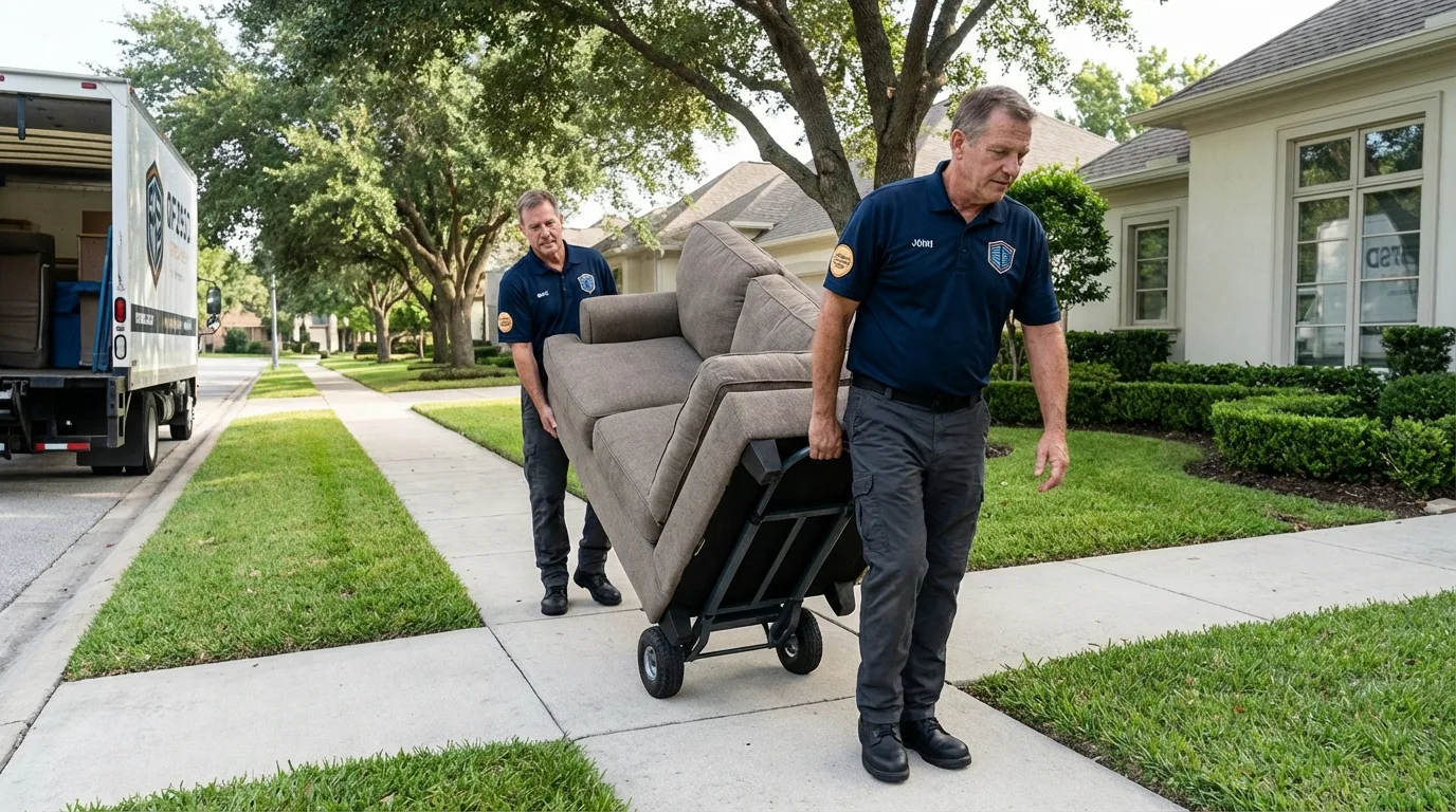 Local residential moving crew loading furniture in Temperance, MI